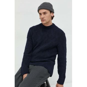 Abercrombie & Fitch pulover barbati, culoarea albastru marin, cu turtleneck