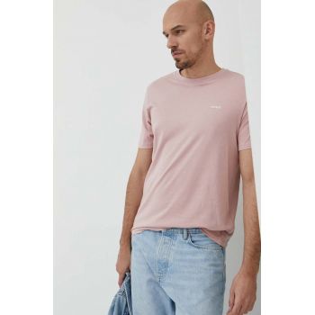 HUGO tricou din bumbac culoarea roz, neted