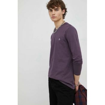 Marc O'Polo longsleeve din bumbac culoarea violet, cu imprimeu