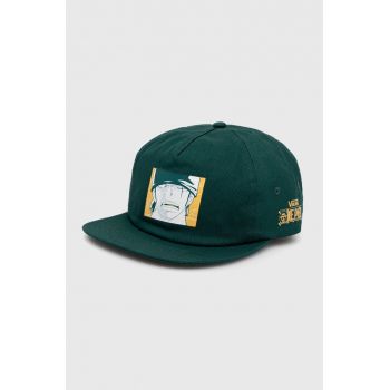 Vans șapcă de baseball din bumbac X One Piece culoarea verde, cu imprimeu