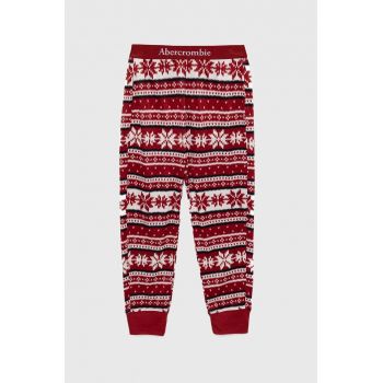 Abercrombie & Fitch pantaloni de pijama copii culoarea bordo, modelator