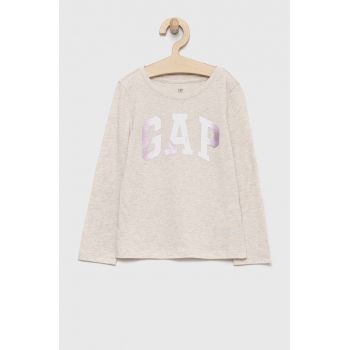 GAP longsleeve din bumbac pentru copii 2-pack culoarea violet