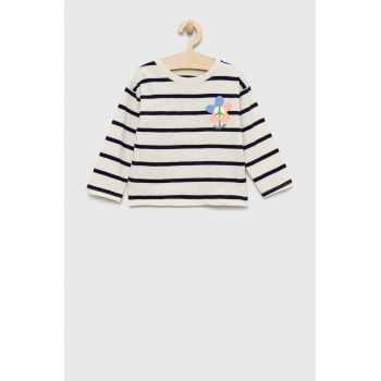 GAP longsleeve din bumbac pentru copii culoarea bej