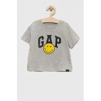 GAP tricou de bumbac pentru copii x smiley world culoarea gri