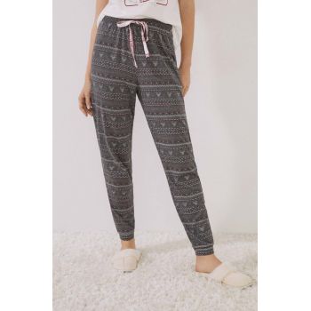 women'secret pantaloni de pijama Mix & Match Nordic Xmas femei, culoarea gri