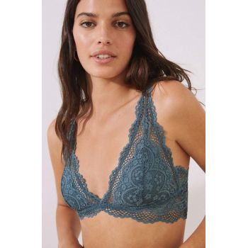 women'secret sutien Leaf culoarea verde, dantela, neted