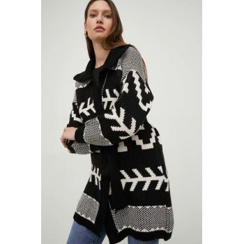 Answear Lab cardigan de lana femei, culoarea negru, călduros