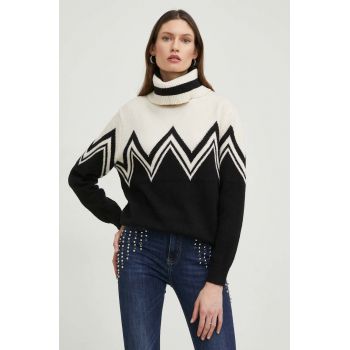 Answear Lab pulover de lana femei, culoarea negru, călduros, cu guler