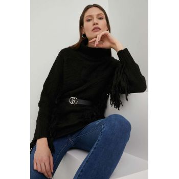 Answear Lab pulover femei, culoarea negru, călduros, cu guler de firma original