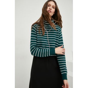 Answear Lab pulover femei, culoarea verde, călduros, cu guler