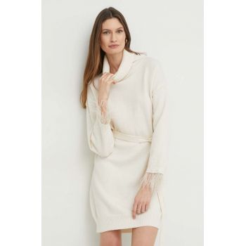 Answear Lab rochie din lana culoarea alb, mini, oversize