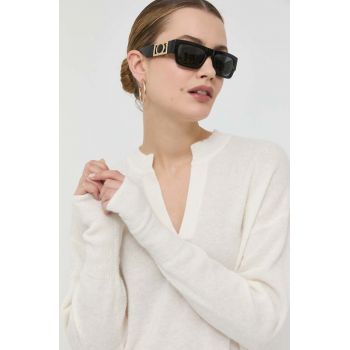 BOSS pulover de lana femei, culoarea bej, light