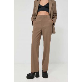 Miss Sixty pantaloni femei, culoarea maro, drept, high waist