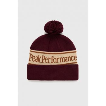 Peak Performance caciula culoarea bordo, din tricot gros ieftina