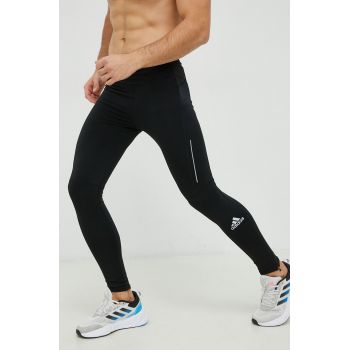 Adidas Performance leggins de alergare Own The Run barbati, culoarea negru, cu imprimeu