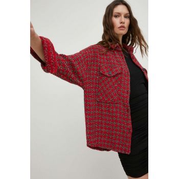 Answear Lab camasa femei, culoarea rosu, cu guler clasic, relaxed