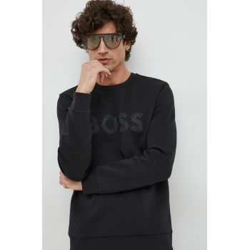 BOSS bluza BOSS GREEN barbati, culoarea negru, cu imprimeu de firma original