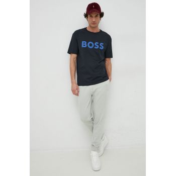 BOSS tricou din bumbac BOSS GREEN culoarea negru, cu imprimeu