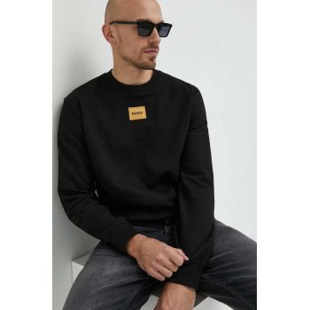 HUGO hanorac de bumbac barbati, culoarea negru, neted