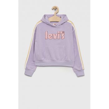 Levi's bluza copii culoarea violet, cu glugă, cu imprimeu ieftina