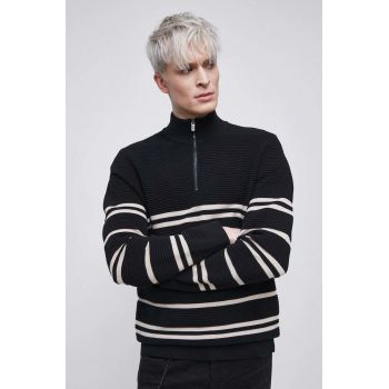 Medicine pulover de bumbac barbati, culoarea negru, cu turtleneck de firma original