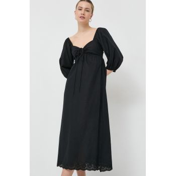 Notes du Nord rochie din bumbac Filippa culoarea negru, maxi, evazati