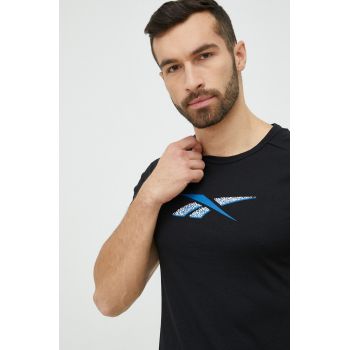 Reebok tricou de antrenament Speedwick Athlete culoarea negru, cu imprimeu