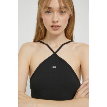 Tommy Jeans top femei, culoarea negru