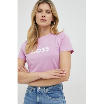 BOSS tricou din bumbac culoarea roz