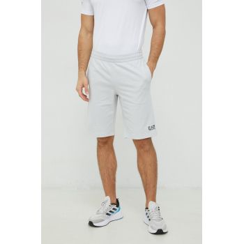 EA7 Emporio Armani pantaloni scurti din bumbac barbati, culoarea negru