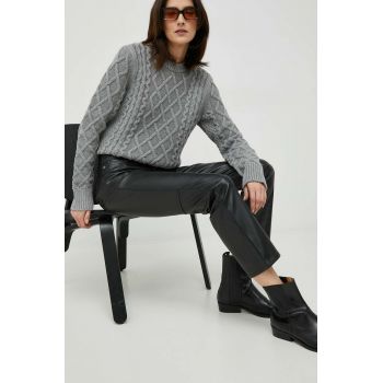 GAP pantaloni femei, culoarea negru, mulata, high waist