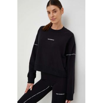 New Balance bluza femei, culoarea negru, cu imprimeu ieftin