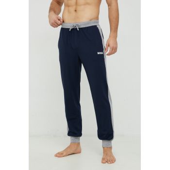 BOSS pantaloni de pijama barbati, culoarea albastru marin, modelator