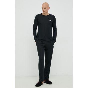 BOSS pijama barbati, culoarea negru, neted de firma originale