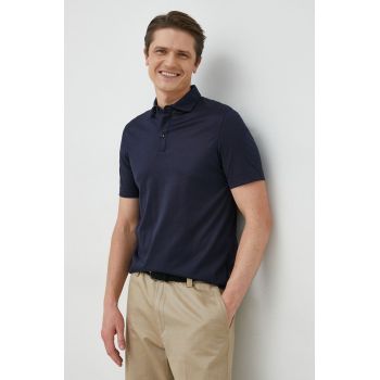 BOSS tricou polo barbati, culoarea albastru marin, neted