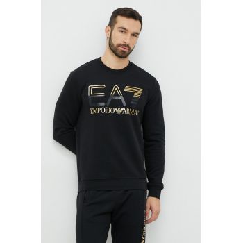 EA7 Emporio Armani bluza barbati, culoarea negru, cu imprimeu