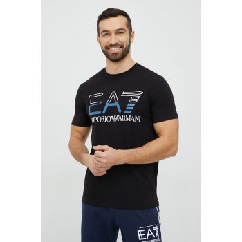 EA7 Emporio Armani tricou barbati, culoarea negru, cu imprimeu