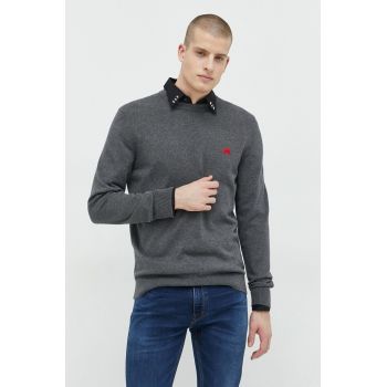 HUGO pulover de bumbac barbati, culoarea gri, light