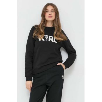 Karl Lagerfeld bluza femei, culoarea negru, cu imprimeu