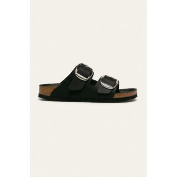 Birkenstock slapi de piele Arizona Big Buckle femei, culoarea negru, 1011075