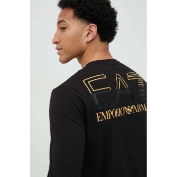 EA7 Emporio Armani longsleeve barbati, culoarea negru, cu imprimeu