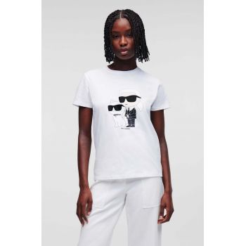 Karl Lagerfeld tricou din bumbac culoarea alb