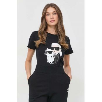 Karl Lagerfeld tricou din bumbac culoarea negru