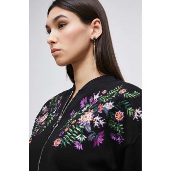 Medicine bluza femei, culoarea negru, cu imprimeu