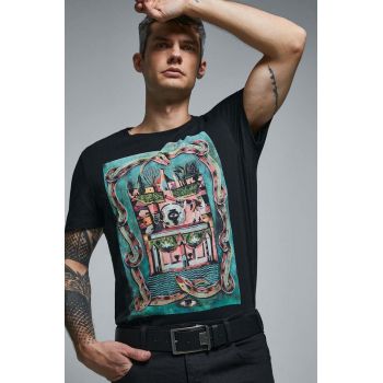 Medicine tricou din bumbac culoarea negru, cu imprimeu