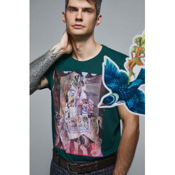 Medicine tricou din bumbac culoarea verde, cu imprimeu