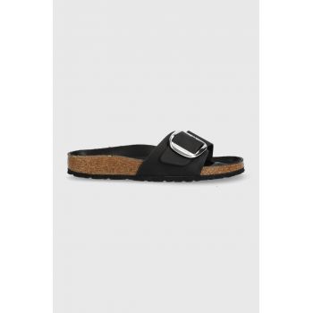 Birkenstock papuci din nubuc Madrid Big Buckle culoarea negru, 1006523