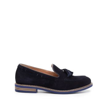 Pantofi casual barbati din piele naturala cu ciucuri, Leofex - 922 blue velur de firma original