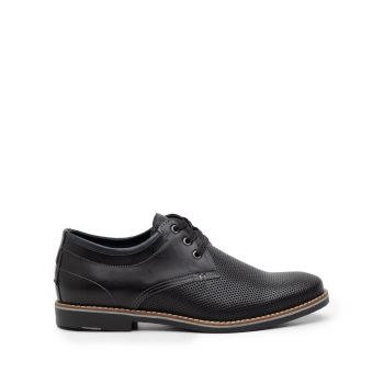 Pantofi casual barbati din piele naturala, Leofex - 787 negru box ieftin