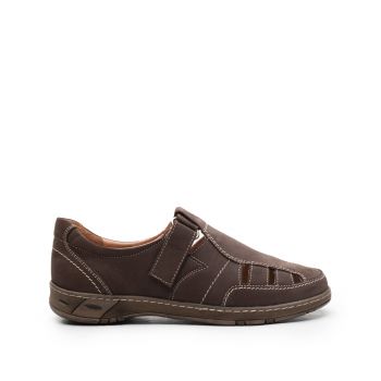 Pantofi casual din piele naturala nabuc - 140 maro de firma originali